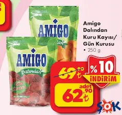 AMİGO DALINDAN KURU KAYISI/GÜN KURUSU 250 G